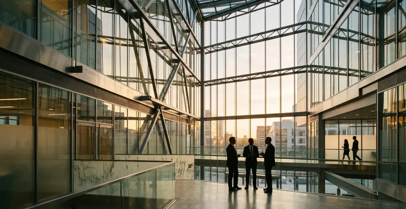 Professional networking environment showcasing modern alumni connections and career advancement opportunities