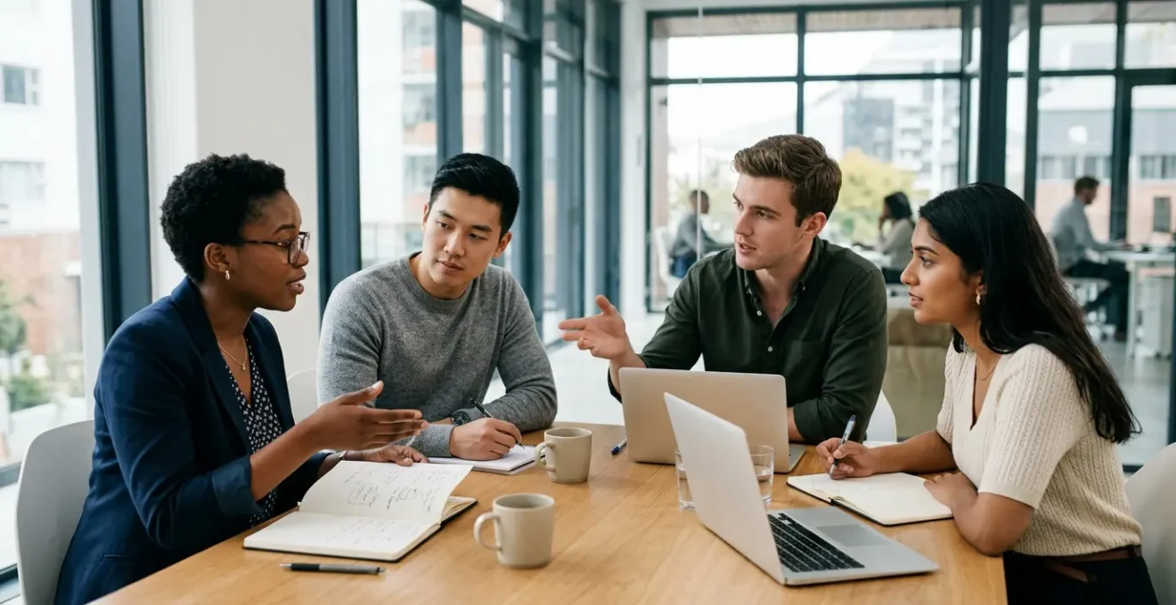 Graduate professionals collaborating in a modern workspace showcasing employability skills