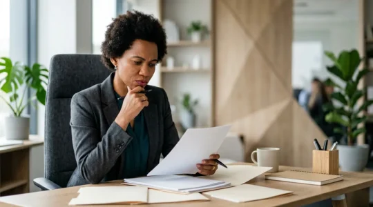 Professional hiring manager evaluating candidates during interview process