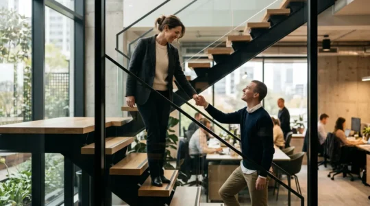 Professional mentoring relationship showing career growth and guidance