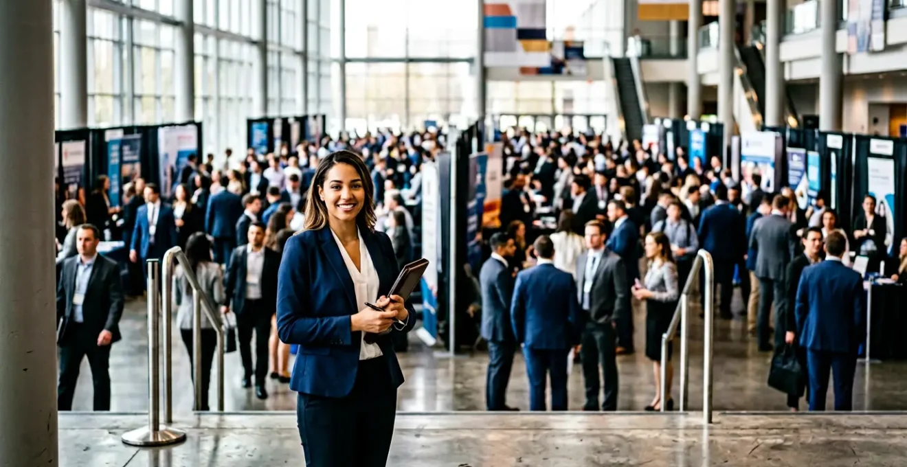 Job seeker making strong impression at career fair