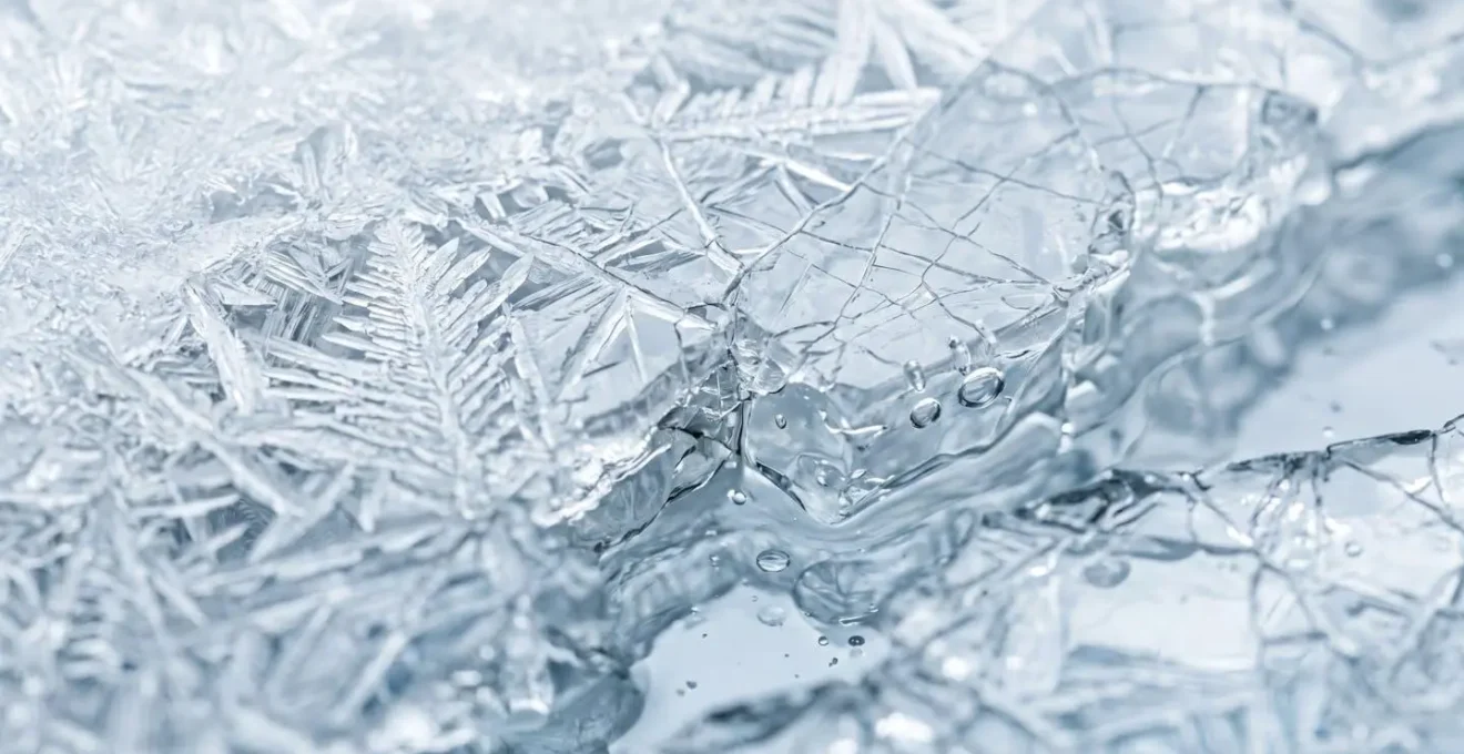 Extreme close-up of breaking through crystallized patterns