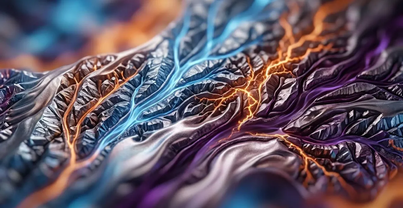 Close-up of neural pathways processing different emotional signals represented as flowing energy patterns