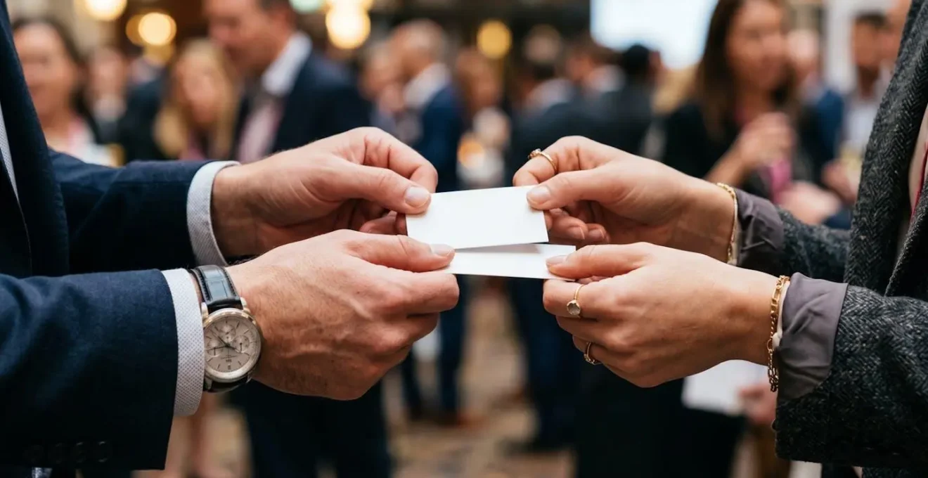 MBA student actively networking at local business meetup outside campus