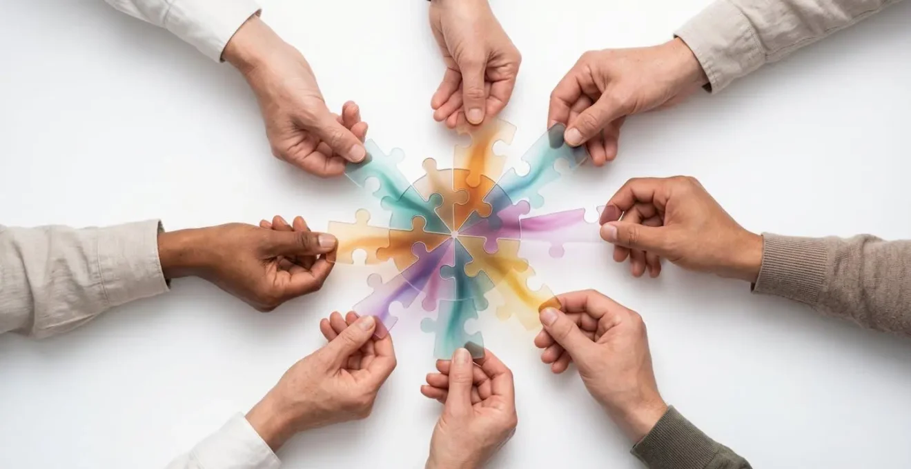 Visual representation of open innovation ecosystem connecting corporations with external partners